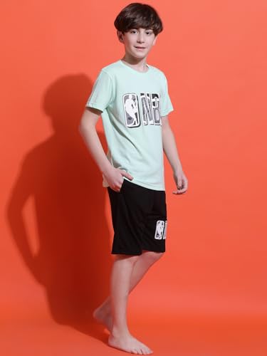 Image of Li'l Tomatoes Boys 100% Cotton Night Suit | Summer T-Shirt & Shorts Set | Soft & Breathable Sleepwear | 9-16 Years