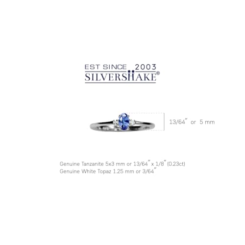 Silvershake Ultra Petite Genuine Violet Tanzanite and White Topaz 925 Sterling Silver Promise Ring December Gemstone Birthstone Jewelry for Women Size 72