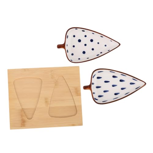 PRETYZOOM Salad Saucer Ceramic Seasoning Plate Candy Dish Wood Ceramic Fruit Plate for Kitchen