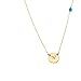Circle Initial Charm Necklace and Small Gemstone Bead, Personalized Disc Necklace, Turquoise Birthstone Jewelry, 14k Rose Gold Fill, 925 Sterling Silver or 14k Gold fill