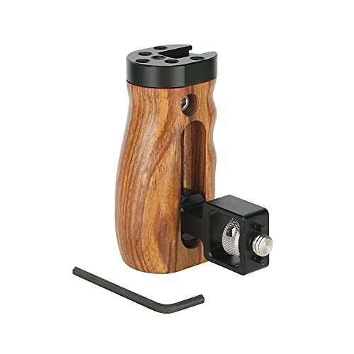 Image of NICEYRIG Wooden Side Handle for ARRI Locating Pin Adjustable Universal Left & Right Grip for DSLR Camera Cage Rig - 462