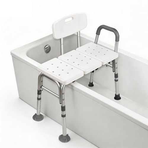 Banc de transfert extra haut pour baignoire, chaise de douche réglable en hauteur avec accoudoirs rembourrés, siège de bain antidérapant avec ventouses, supporte 150 kg