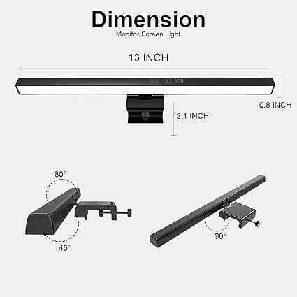 Image of Monitor Light Bar - LED Screen Lamp with Smart Touch Control, USB Powered 5W E-Reading Lamp | 3 Color Modes, Stepless Dimming, 60-Min Timer, Anti-Glare Desk Light for Office & Study