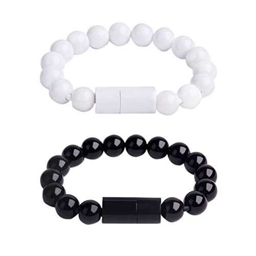 UKCOCO USB Type C Cable, 2 Pack Bead Bracelet USB Data Sync Fast Charging Cable for S9 S8 Note 9 8, V20 V30 G5 (Black and White)