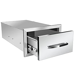 KODOM Outdoor Kitchen Single Drawer 14" W x 8.5" H x 23" D Inches BBQ Drawer Stainless Steel Access Drawers with Exquisite Handle for Outdoor Kitchen Island or Grill Station