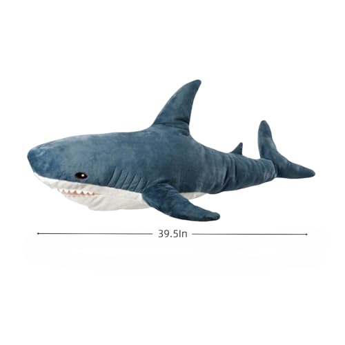 Image of 39.5-inch Plush Shark Toy Pillow, Giant Shark Stuffed Animal,Soft Shark Cushion Pillow Shark Plush Pillows,Chubby Stuffed Shark Toy - Children s Boys and Girls Room Decoration Bedtime Gift (Blue)