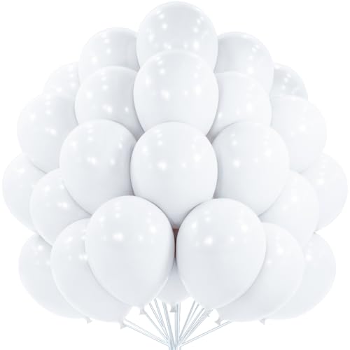 Image of PartyWoo White Balloons 100 pcs 12 Inch Latex Helium Pastel White Balloons for Wedding Baby Shower Birthday Bridal Shower Graduation Engagement Princess Anniversary Party Decorations White-Y13