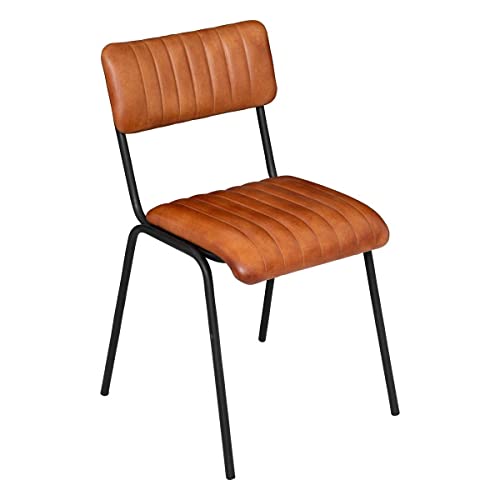 Atmosphera - Chaise Dario Empilable, Cuir Cognac et Métal, Style Vintage - pour Salon, Bureau,...