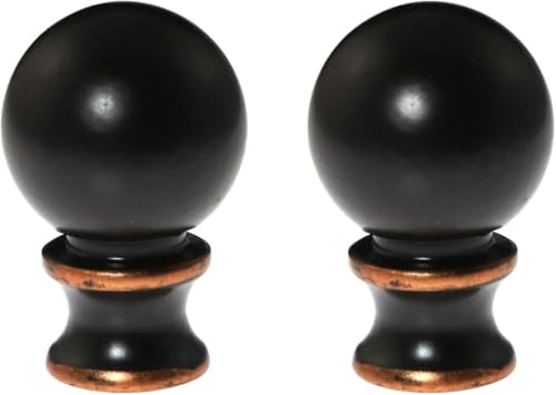 Image of 2pcs Brown Ball Lamp Finial 1-1 /2 inch Oil Rubbed Bronze Metal Horn Lamp Finial for Lighting Fittings