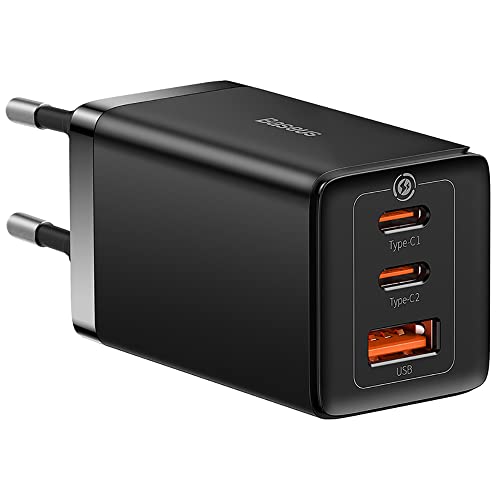Carregador Baseus GaN5 Pro, Carregador de parede dobrável USB C de 65W 3 portas, Carregador rápido P
