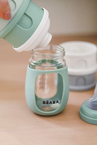 Image of BEABA Formula and Snack Container, Baby Formula Dispenser, Toddler Baby Snack Storage Container, Holds up to 11 Doses of Milk Powder Per Compartment, Made in France, Sage