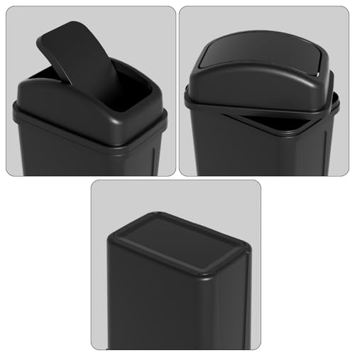 Caneca de basura pequeña 7 L con tapa basculante negra miniatura 3