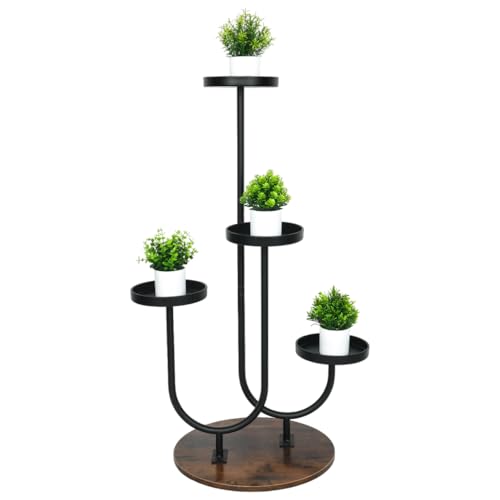 BAOYOUNI Soporte para Plantas Interior Exterior, 4 Niveles Estanterias de Macetas, Escalera Flores para Decorativa Esquina, Salón, Despacho, Jardín, Patio, Balcón, Dormitorio, 44 x 44 x 100cm