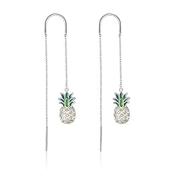 Silver pineapple threader earrings