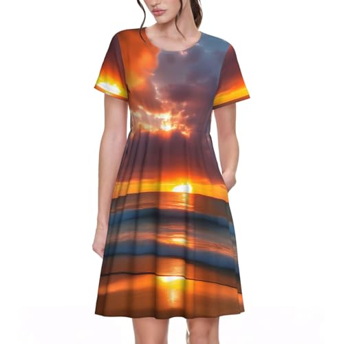 Robe décontractée couchée de soleil pour femme en coupe fluide d'été