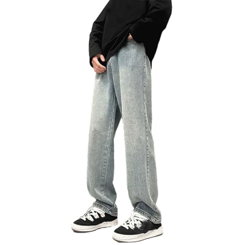 Men with Pockets Jeans Vintage Street Denim Pants Straight Casual Male Wide Leg Trousers
