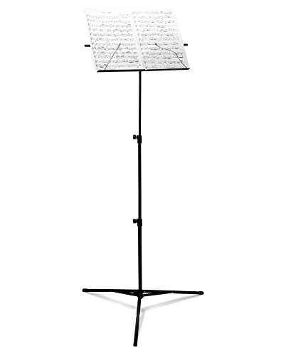 QWORK® Folding Sheet Music Stand with Carry Bag, Adjustable Height 65-135cm/25”-53", Max Load 2kg/4.4lbs