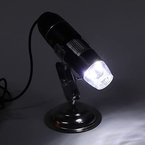 Image of Skin Analyzer Hair Scalp Detector 800X Magnification Portable USB Microscope with 8pcs Light Chips for Skin and Hair Detection (Black)