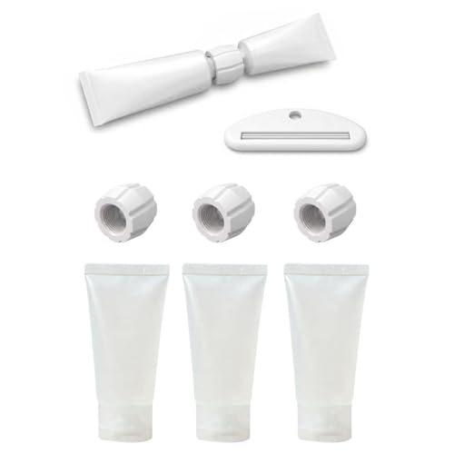 Travel Toothpaste Refill Adapter & Squeezer Refillable Toothpaste Tubes Travel Kit Transfer Tube Filler Connector with Toothpaste Squeezer Tool Portable Travel Packing for Toiletries