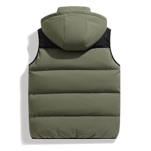 Men's Winter Puffer Vest Removable Hooded Quilted Padded Sleeveless Vest Casual Warm Zip Up Jacket Outerwear(Army Green,M)2