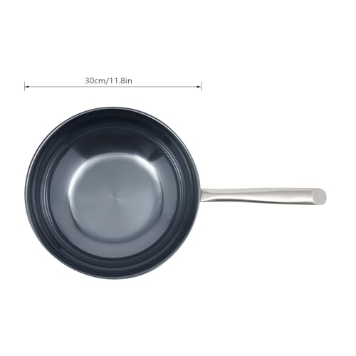 Wok tradicional CNCEST 11.8 pulgadas, acero inoxidable miniatura 7