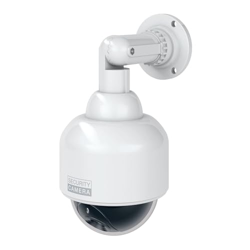 BASI Caméra dôme factice avec lumière LED clignotante | Caméra factice | Caméra de surveillance pour l'intérieur et l'extérieur protégé | Support à...