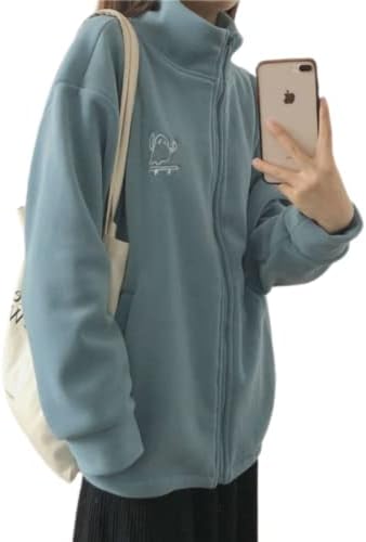 RICHTRUE Kawaii, chaqueta Sherpa para mujer, chaquetas de vellón para mujer, chaqueta mullida con cremallera, chaqueta Y2k Aesthetic