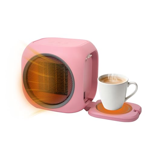 Space Heater with Mug Warmer, Electric Space Heaters for Indoor U...