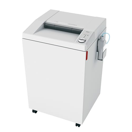 ideal. 4005 Strip Cut Commercial Office Paper Shredder with Automatic Oiler, Continuous Operation,50–52 Sheet Capacity, 44 Gal Bin, Shred Staples/Paper Clips/Credit Cards/CDs/DVDs, 20AMP Required