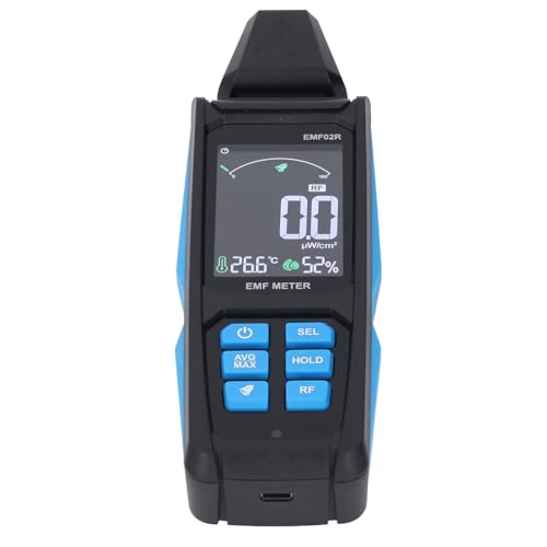 High Sensitivity EMF Detector, Color Display Rechargeable Electromagnetic Field Detector, with Temperature, Humidity Measurements for Home, Office, Industrial Environments
