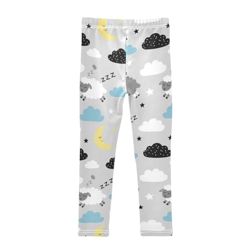 J JOYSAY Cartoon Goat Cloud Moon Girls Leggings Soft Comfortable Fashion Kids Girls Pants Size 4-10T2
