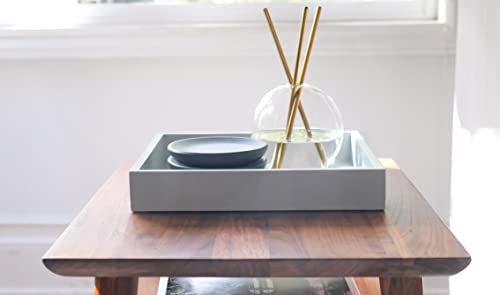 Montecito Home - 10"x10" Small Square Wood Decorative Tray for Office, Ottoman, Bathroom, Entry, Remote Controls, Countertop Organizer, Candle Tray - Harbor Gray by Montecito Home - Used condition - Image 2