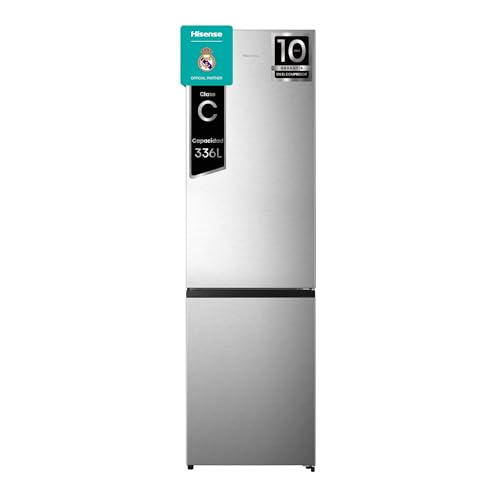 Hisense RB440N4ACC - Frigoríficos, Combi, 336L, Class C, Ancho 60cm x Altura 202cm, Multi Air Flow, Apertura de Puertas 90º, Congelamiento Rápido, Botellero, Puerta Reversible, Inox
