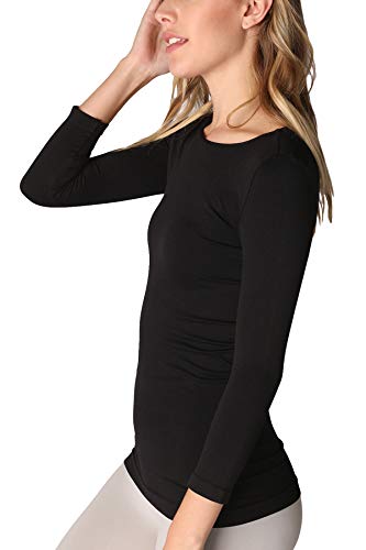 NIKIBIKI Women Seamless 3/4 Sleeve Crew Neck Top, Made in U.S.A, One Size2