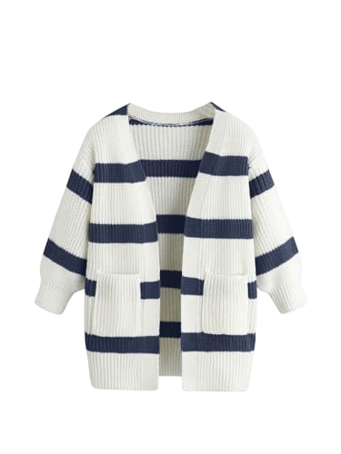 SOLY HUX Girl's Striped Open Front Cardigan Sweater Long Sleeve Knit Cardigans with Pockets