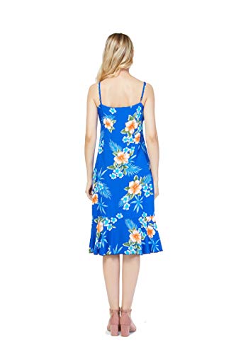 Image of Matchable Family Hawaiian Luau Men Women Girl Boy Clothes in Hibiscus Blue