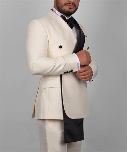 Men's Formal 2 Piece Slim Fit Double Breasted Shawl Lapel Jacket Pants Set for Wedding Prom Dinner4