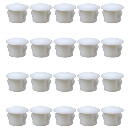 Image of Heyiarbeit 100pcs Hole Plugs 5 /16 inch / 8mm Nylon Plastic Round Snap in Type Locking Hole Tube Furniture Fencing Post Pipe Insert End Caps White Tone