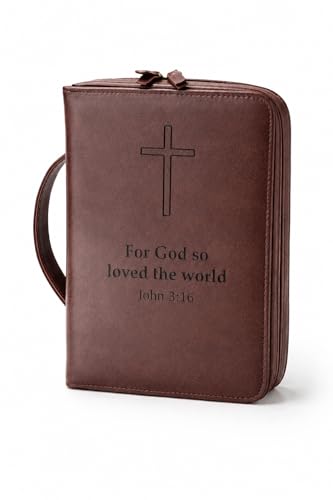 KREDOS Premium Bible Cover - Vintage Crazy Horse Style PU Leather Case for Men & Women - Large Minimalist Bible Holder & Christian Gifts - Fits Study Accessories Notebook Markers & Highlighters