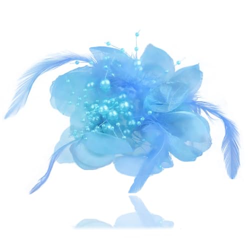 Broches florales elegantes para cabello color azul claro miniatura 1