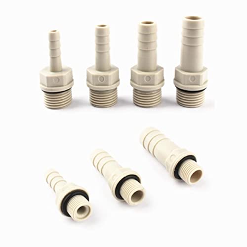 CTLH20 1Pcs 1/8" 1/4" 3/8" 1/2" 3/4" Male Thread To 6-25mm POM Pagoda Connector Soft Pipe Joint Plastic Tech Hose Connector With Washer-8mm,1/2"