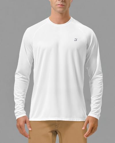 Image of Roadbox Mens UPF 50+ UV Sun Protection Shirts Outdoor Long Sleeve SPF Rash Guard for Fishing Hiking Swimming Running