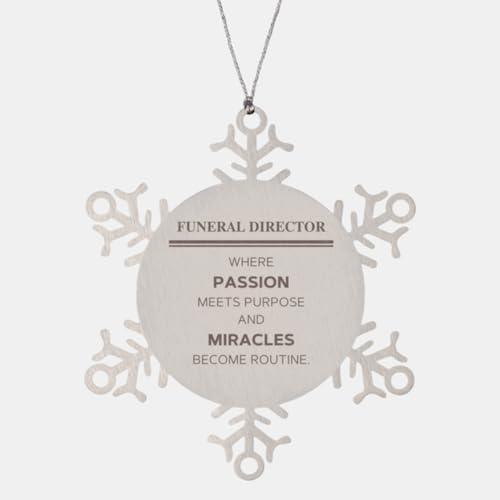 Funeral Director Gifts, Where Passion Meets Purpose, Inspirational Birthday Christmas Snowflake Ornament for Funeral Director, Coworkers, Men, Women, Friends