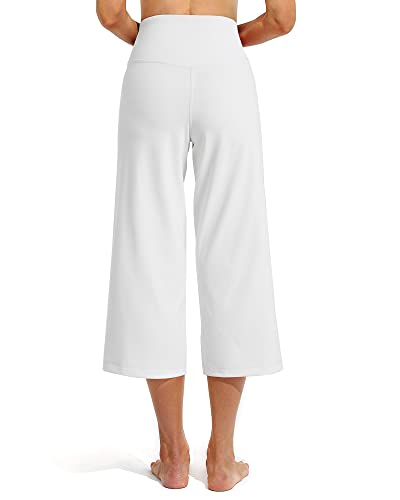 Image of Promover 14 inch /21 inch /23 inch /25 inch Inseam Capri Pants for Women Wide Leg Yoga Cropped Pants with Pockets Loose Casual Summer Pant