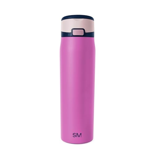 Image of Simple Modern Water Bottle with Straw & Handle | 24oz | Pink | Mesa Loop Insulated Water Bottle for School, Sports, Travel | Leak Proof, Stainless Steel | Fuchsia Mix