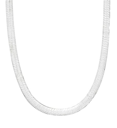 Herringbone Chain Necklace for Women Men 18K Gold Over Italian 925K Stamped Solid Sterling Silver, 3.4mm-4.5mm-5.5mm-7mm-11mm Wide Flat Snake Chain, Made in Italy