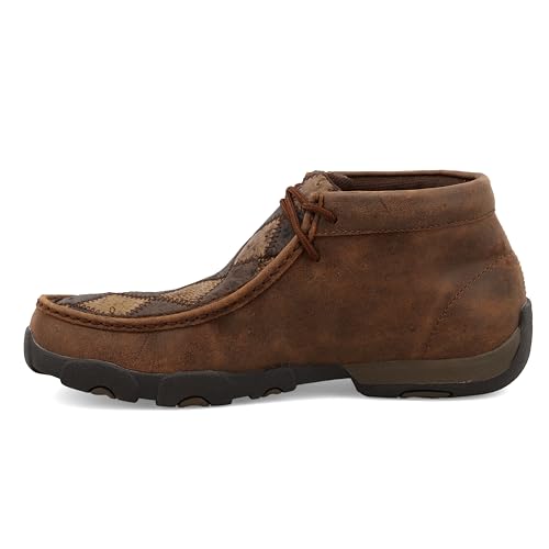 Image of Twisted X Men's Chukka Driving Moc Ankle Boot, Oiled Saddle Ostrich /Bomber Ostrich /Brown, 9.5 M