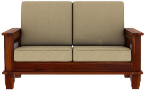 Image of Wood Sofa Set 2 Seater Home Living Room | 2 Seater Sofa Set Wooden | Office Furniture Sofa Set | Without Pillow | Two Seater Sofa Set (Honey, 2 Seater)