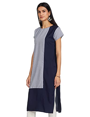 Image of ALC Creations Women's Crepe Printed Straight Kurti(ALC9095N Blue XXL)