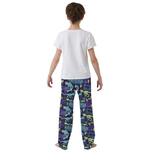 Dino Skeleton Roar Boys Long Pants Soft Trousers Elastic Waist Kids Lounge Bottoms with Pockets S-XL3